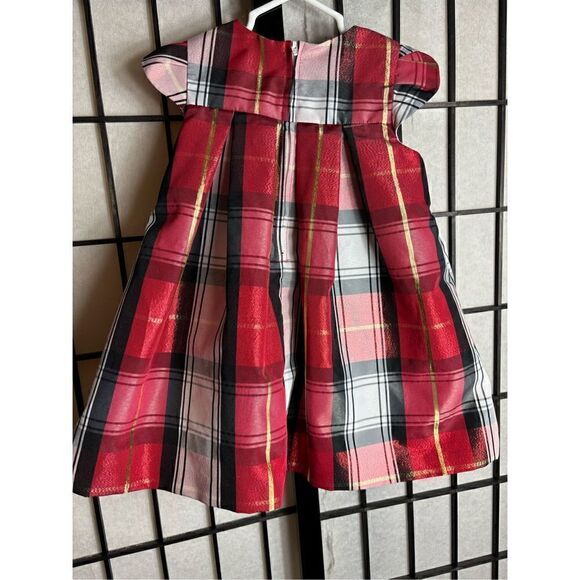 Bonnie Baby Checkered Print Short Sleeve Holiday Dress - Picture 4 of 5